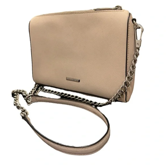 Rebecca Minkoff Genuine Leather Tan Chain Strap Crossbody Bag - Picture 2 of 14